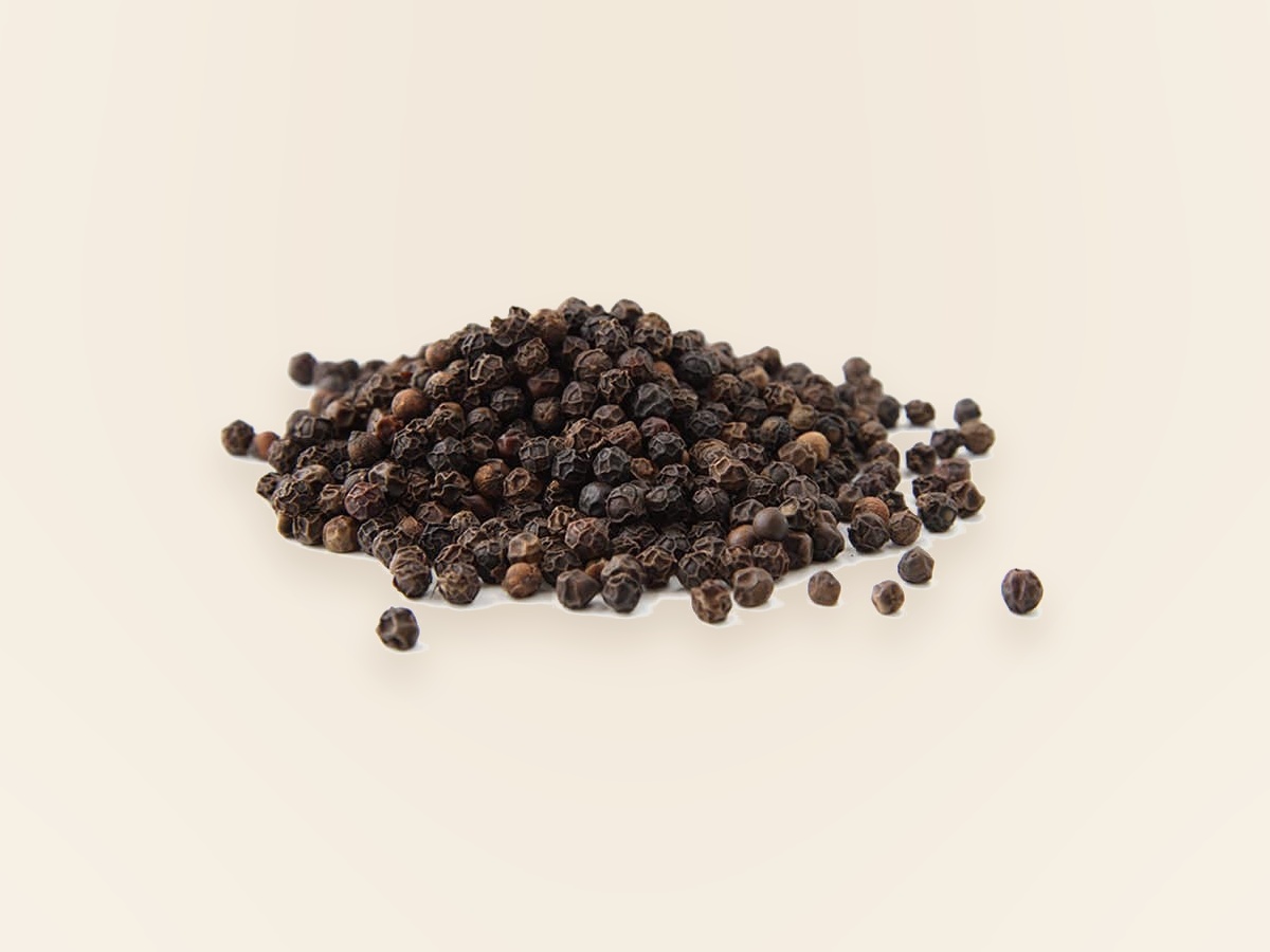 Whole black peppercorns